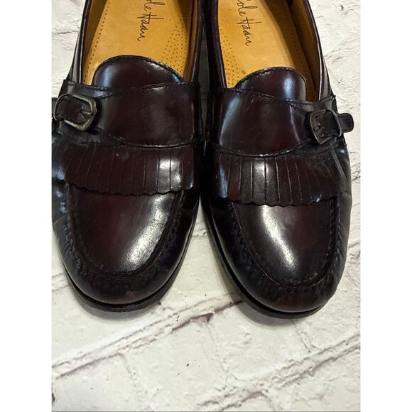 Cole Haan Men\'s 11.5 Kiltie Buckle Front Leather Loafers Burgundy Brown Classic main image 9